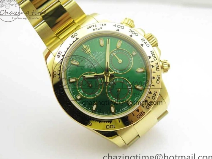 KKF Steel YG Dial Best 904L Edition 1:1 Green Bracelet YG Daytona on A7750 0410